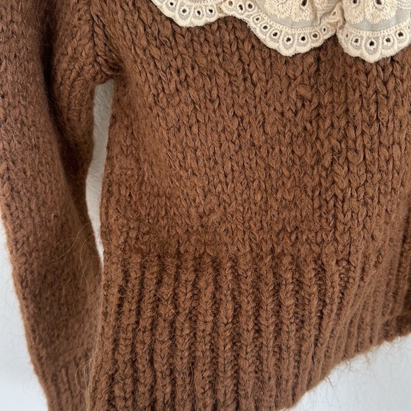 Zara Wool Blend Sweater with lace eyelet neck - Picture 11 of 14